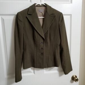 Ann Taylor fitted suit jacket lined Olive Sz. 4